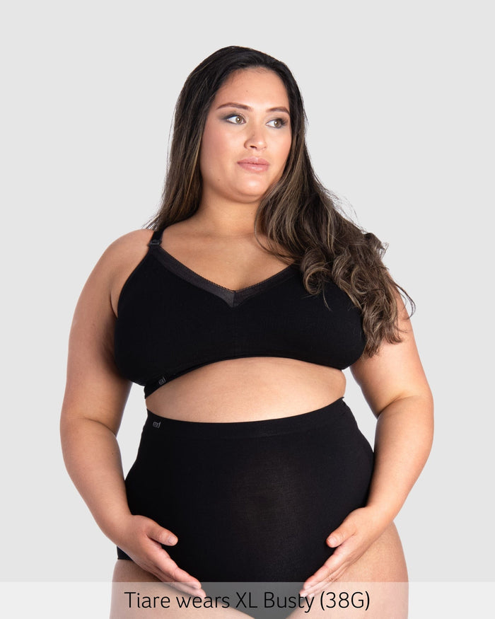 Caress Bamboo Nursing Bra - Black Busty