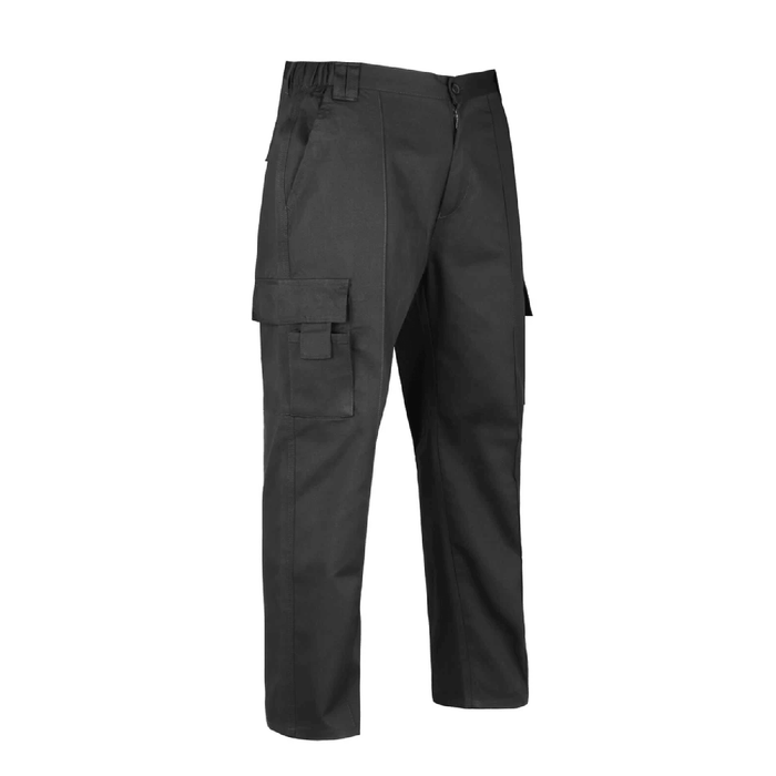 Black cargo work trouser on a white background