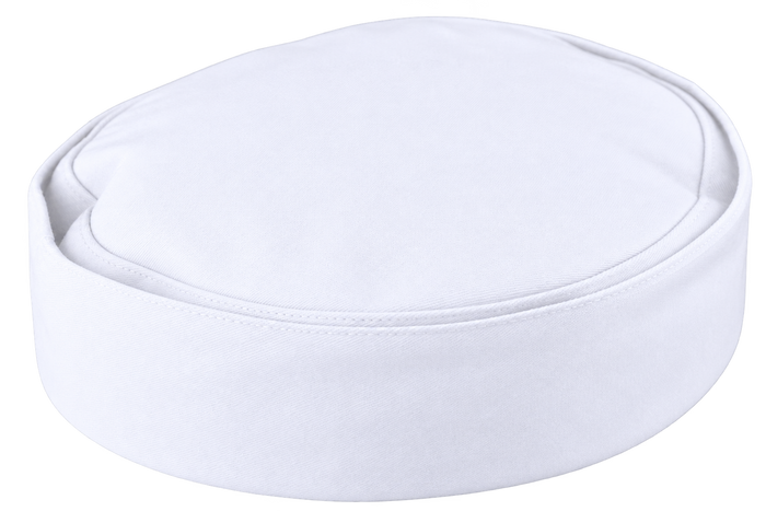 White rounded chef fabric cap