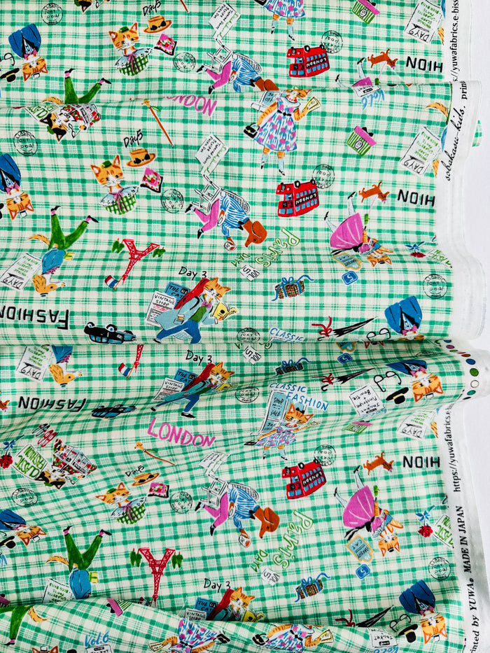 Cats and Dogs Plaid - Green - Sobakasu Kids - Yuwa