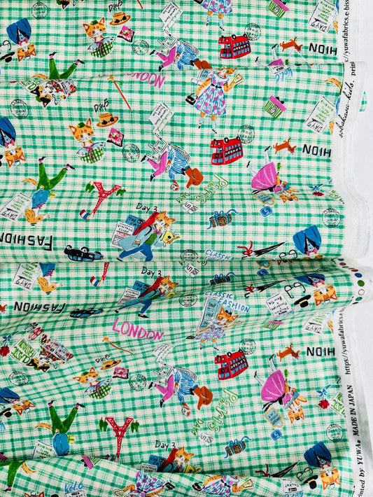 Cats and Dogs Plaid - Green - Sobakasu Kids - Yuwa