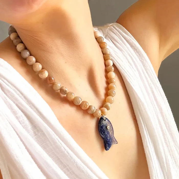 Cece Beaded Necklace-Lapis