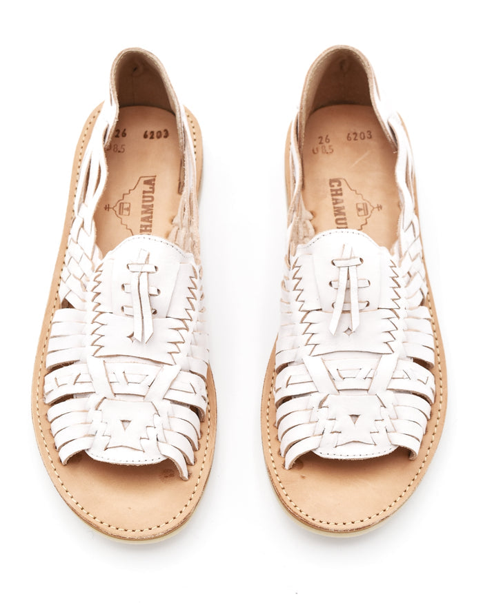 Chamula Uxmal Huarache in White