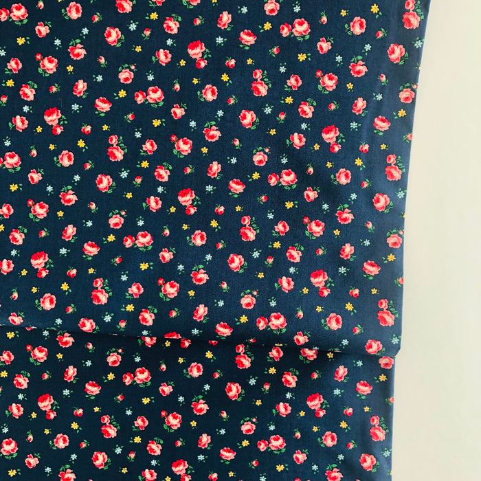 Charming Rose - Navy - 30's Collection - Atsuko Matsuyama - Yuwa