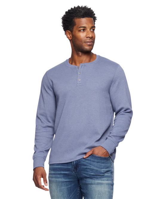 Chattsworth Waffle Henley - Blue