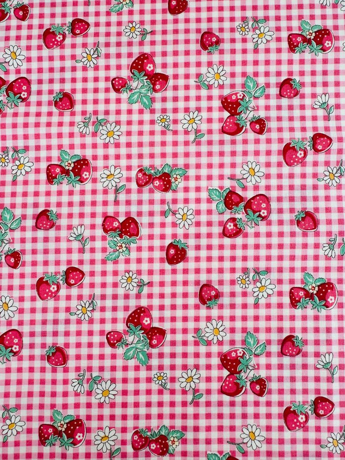 Check & Strawberry - Pink (A) - 30's Collection - Atsuko Matsuyama - Yuwa