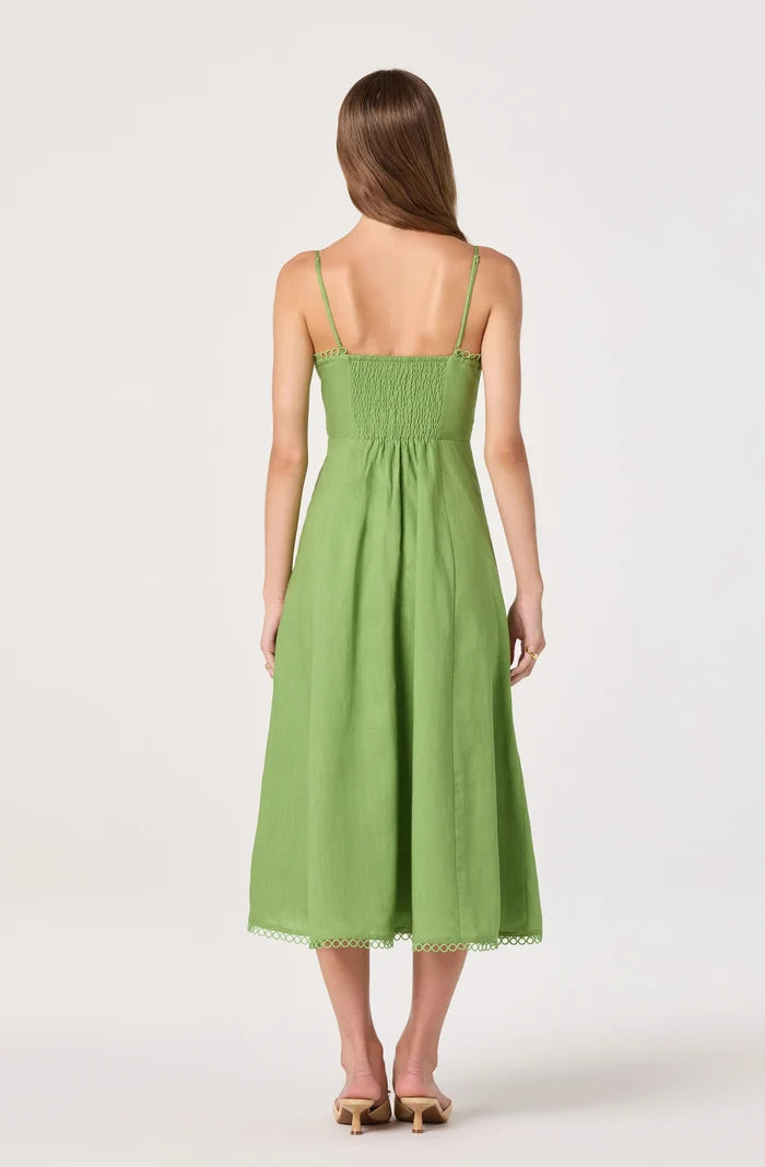 Christie Sweetheart Linen Dress-Green