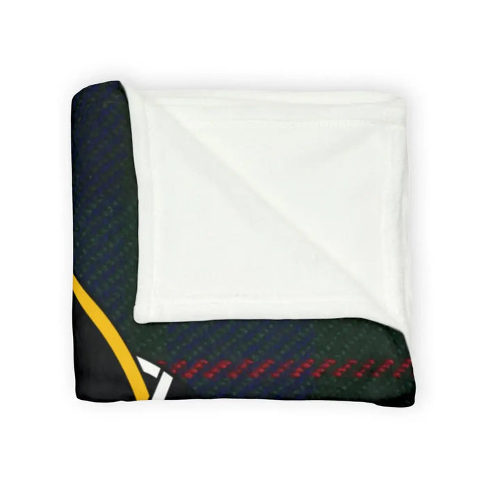 Clan Dundas printed throw blanket folded — lightweight polyester, hemmed edges