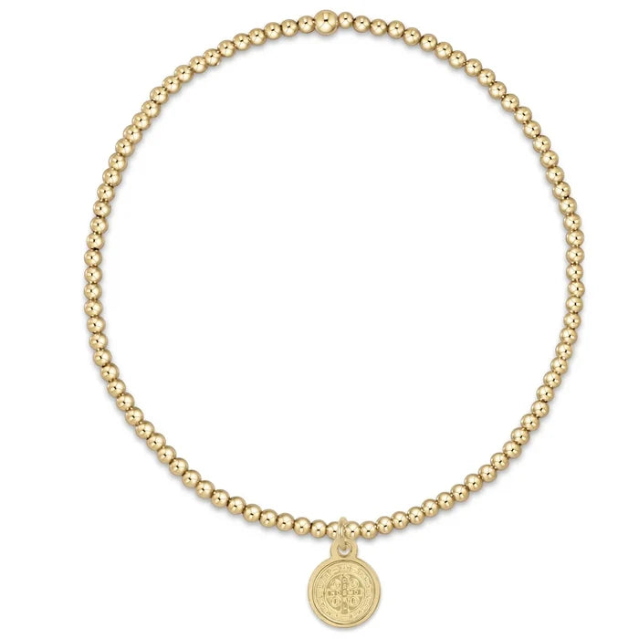 Classic Gold 2mm Bead Bracelet-Blessing Small Gold Disc-EN