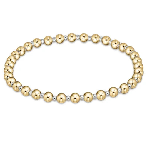 Classic Grateful Pattern 4mm Bead Bracelet Mixed Metal-EN