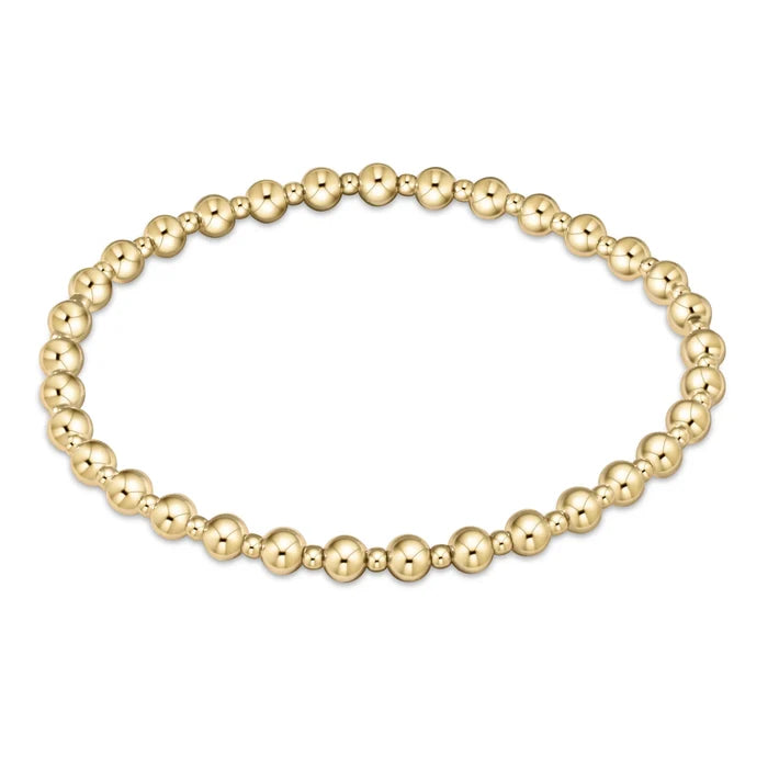 Classic Grateful Pattern 4mm Gold Beaded Bracelet -EN