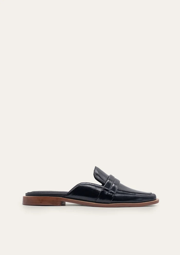 Congo Leather Square Toe Mule-Black