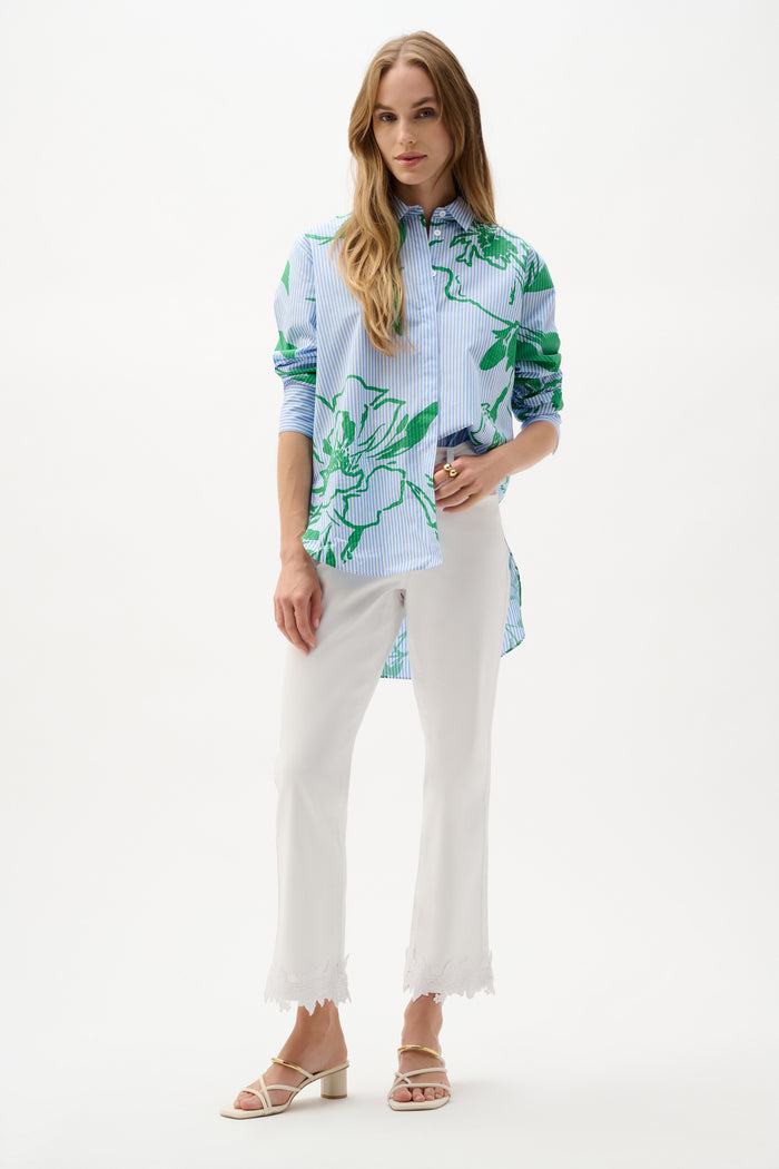 Cotton Striped Floral Blouse