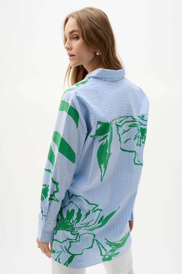 Cotton Striped Floral Blouse