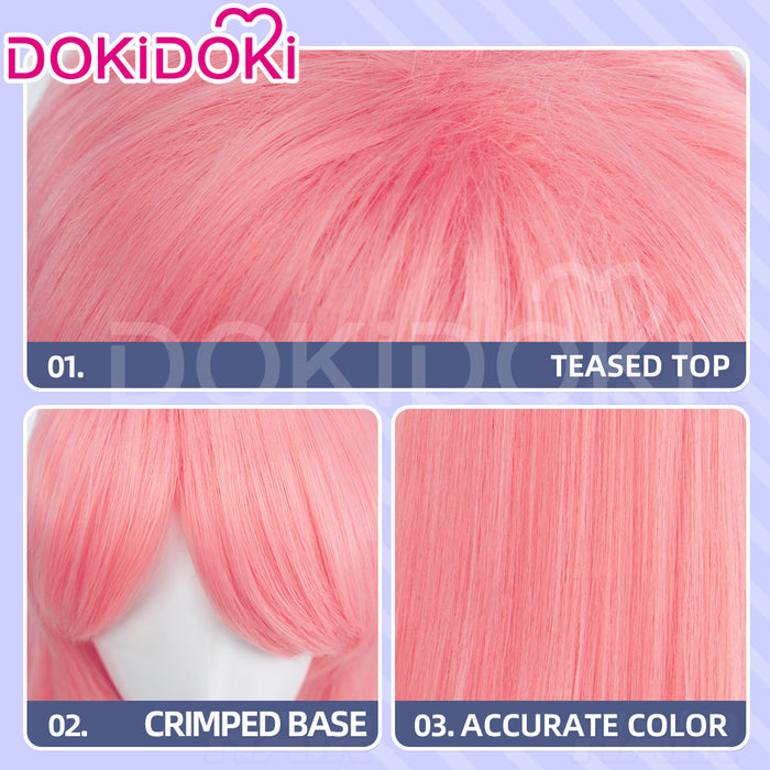 【Crimped Base】DokiDoki Anime Cosplay Wig Long Straight Pink Hair