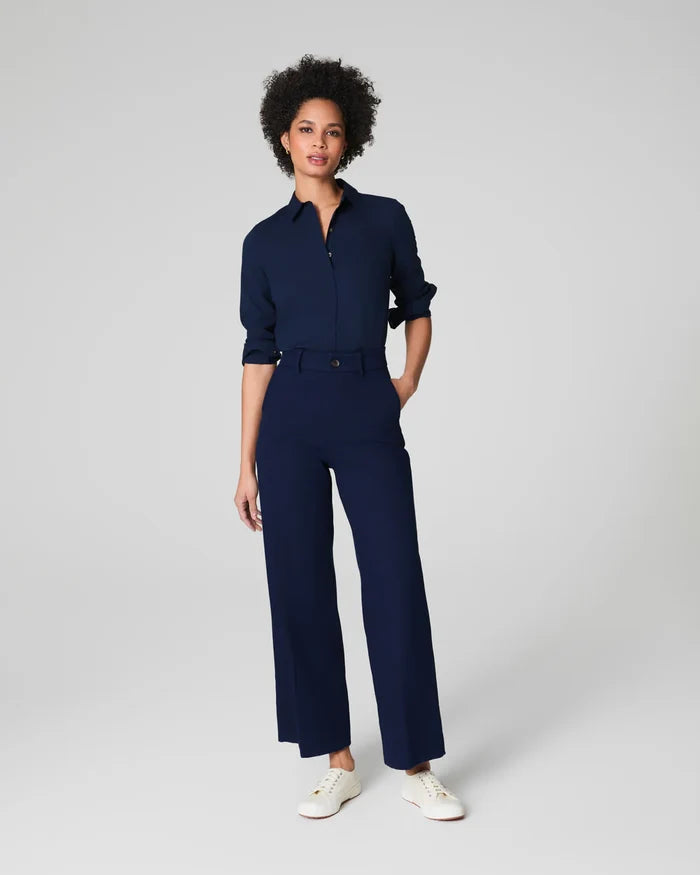 Cropped Wide Leg Navy Pants-Spanx