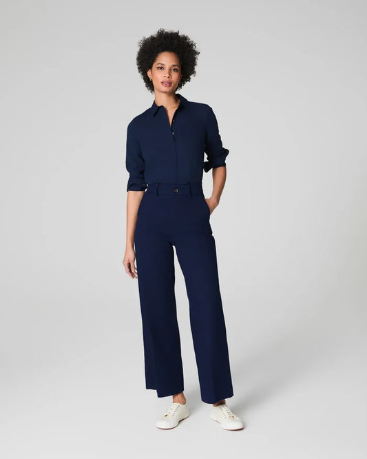 Cropped Wide Leg Navy Pants-Spanx