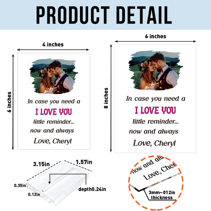 Custom Photo In Case You Need A Little Reminder - Personalized Acrylic Plaque Gift For Couples