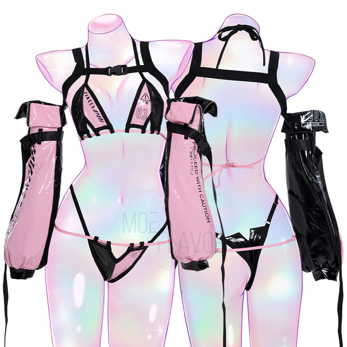 DANGER Cyber Cat Bikini with Sleeves