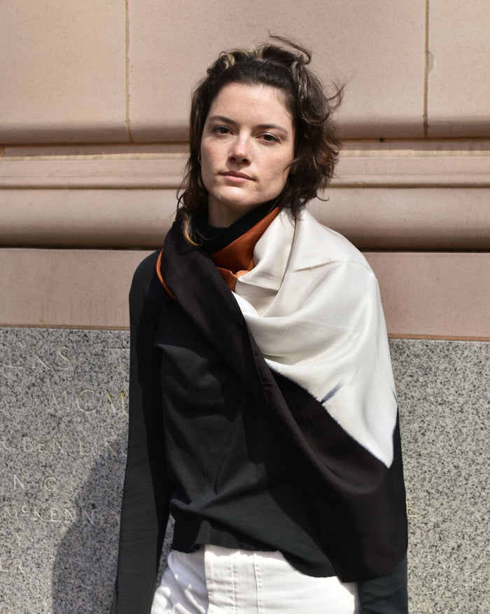 Denovembre Aire Silk Square Scarf in Black