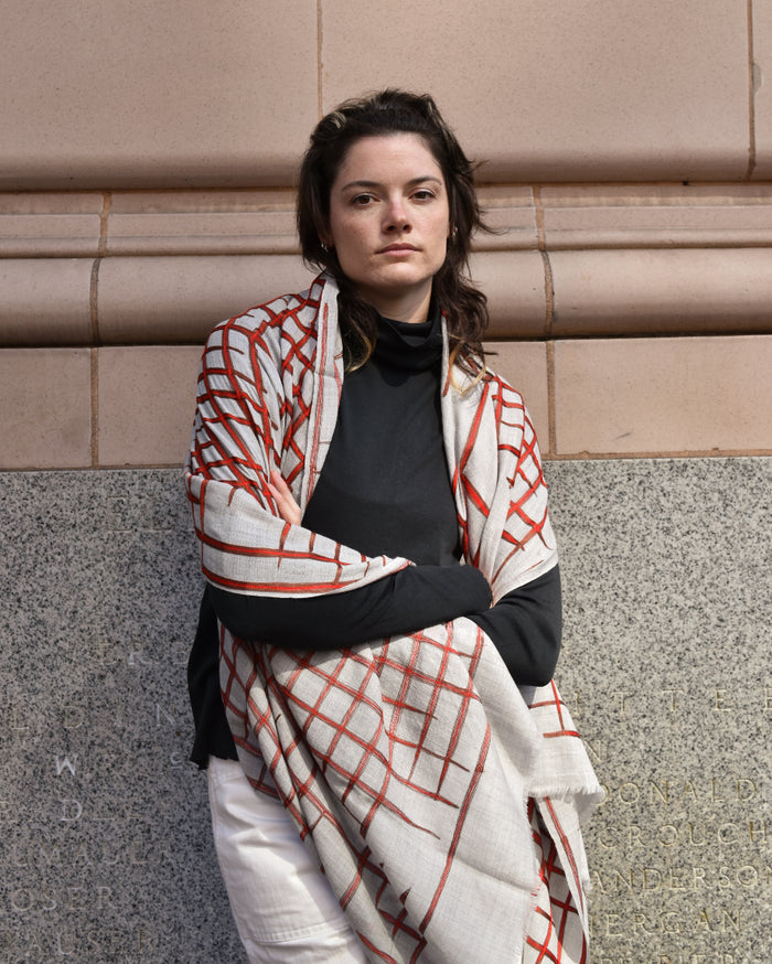 Denovembre Reprise Merino Wool Scarf in Red