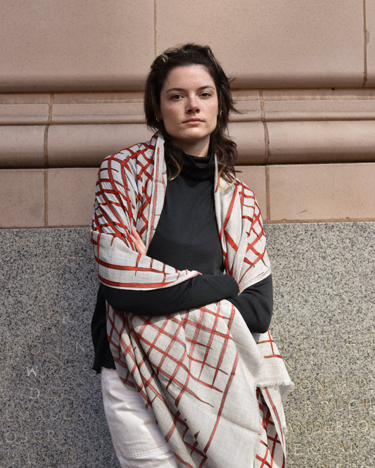 Denovembre Reprise Merino Wool Scarf in Red