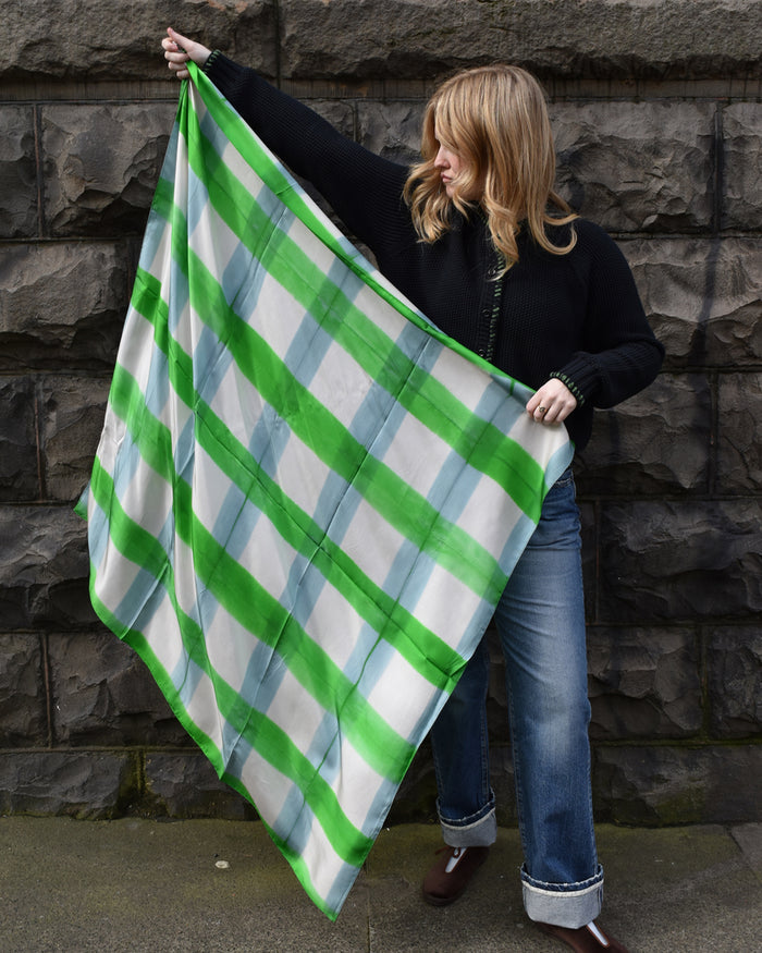 Denovembre Tempo Green Silk Square