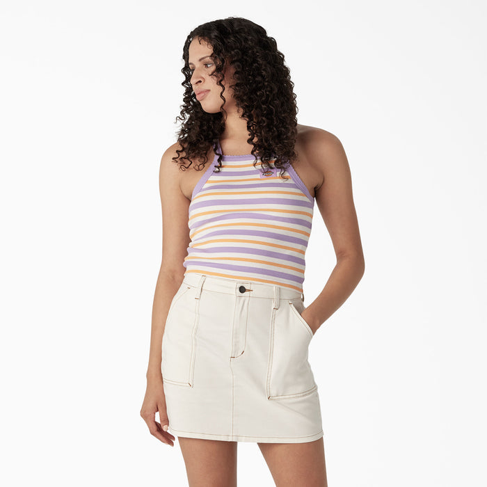 DICKIES - WOMEN'S RIB KNIT TANK TOP PURPLE STRIPE
