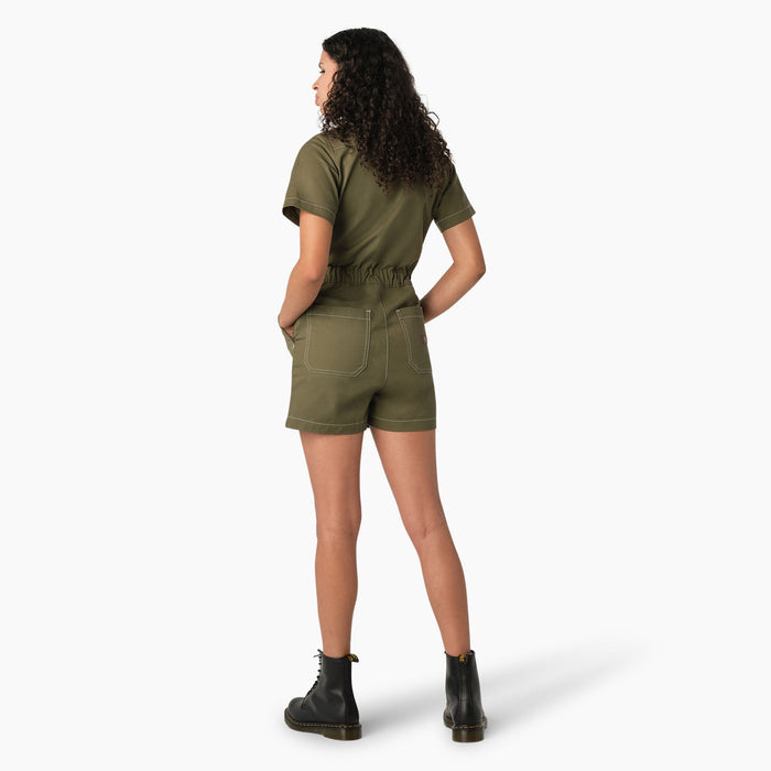 DICKIES - WOMEN'S SHORT SLEEVE SHORTALL MILITARY GREEN