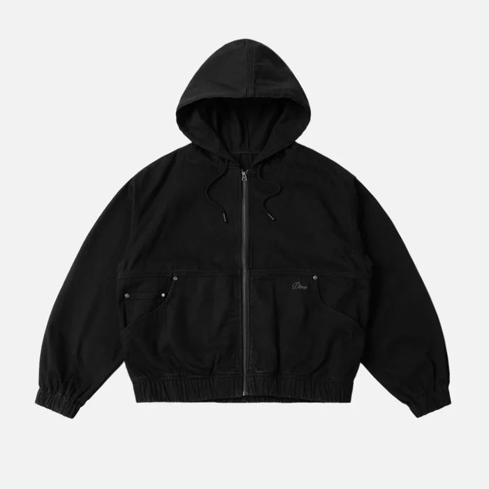 DIME - HOODED DENIM JACKET - BLACK
