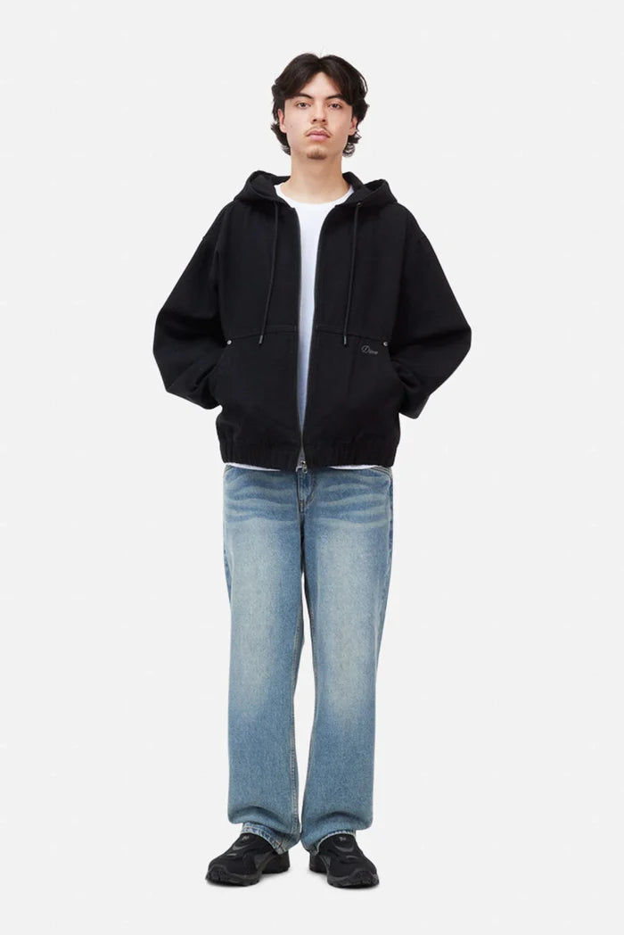 DIME - HOODED DENIM JACKET - BLACK