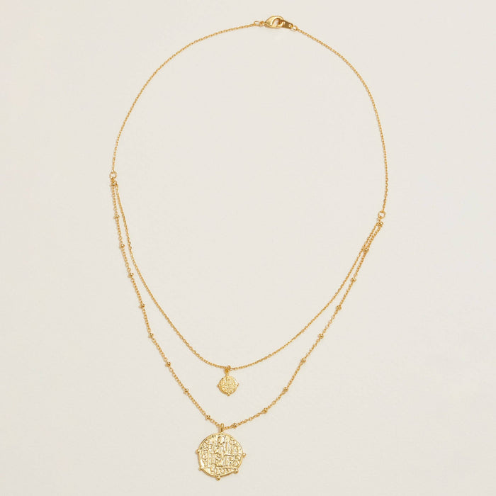 Dipped Ancient Coin Pendant Layered Necklace