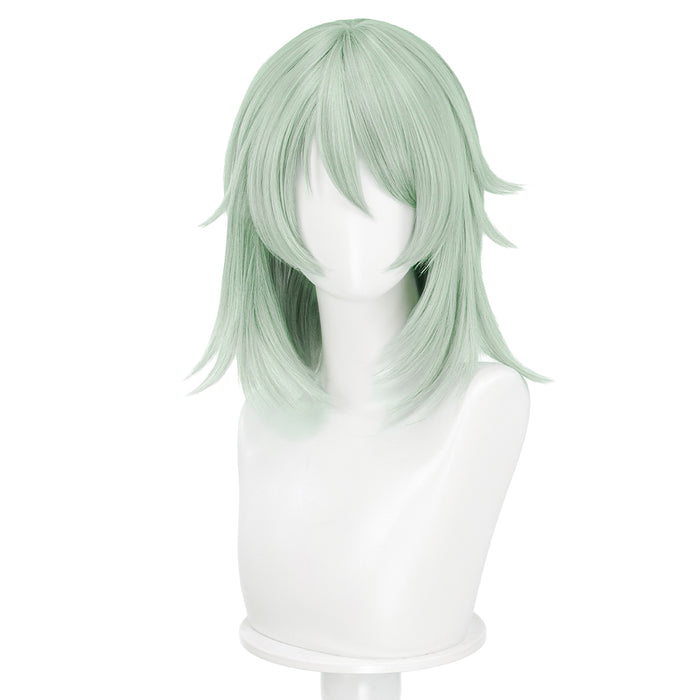 DokiDoki Anime Chainsmoker Cat Cosplay Sato Yaniko Wig / Ears / Tail Short Curly Pale Green Hair Yani Neko