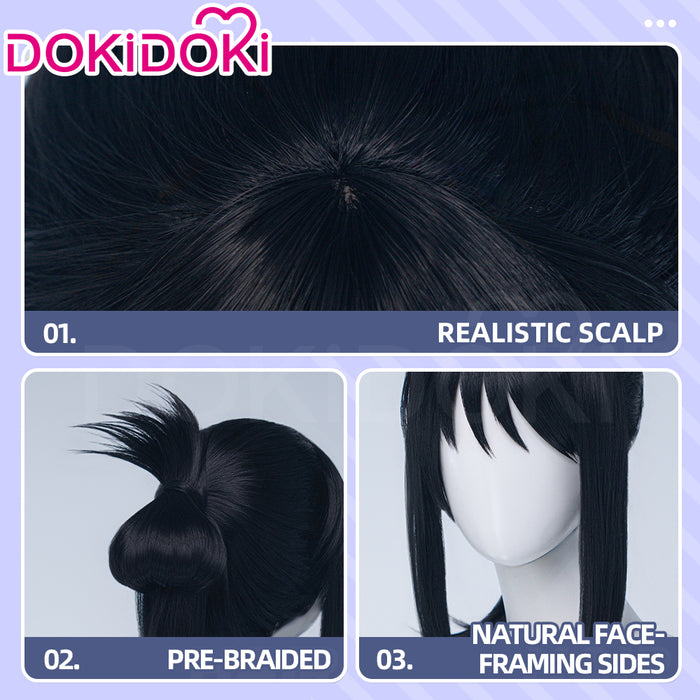 DokiDoki Anime Cosaply Wig Black Straight Hair Pre Braided