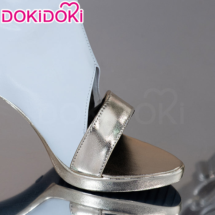 DokiDoki Anime Cosplay White Gold Battle Shoes Wing High Heel Boots
