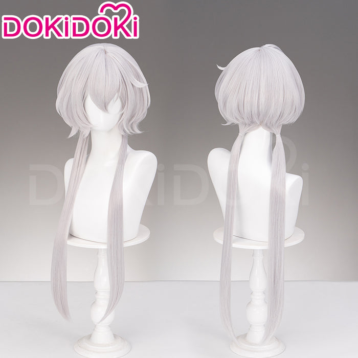 DokiDoki Anime Cosplay Wig Long Straight Silver Hair Pre-Tied Ponytails