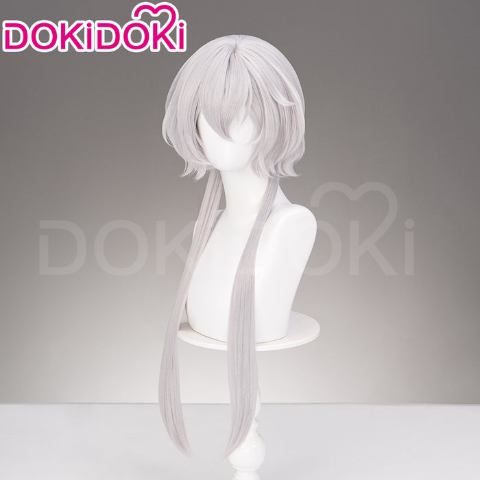 DokiDoki Anime Cosplay Wig Long Straight Silver Hair Pre-Tied Ponytails