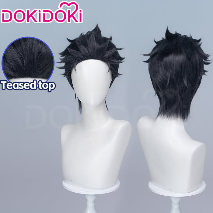 DokiDoki Anime Cosplay Wig Short Curly Black Hair Multi Layered Flipped