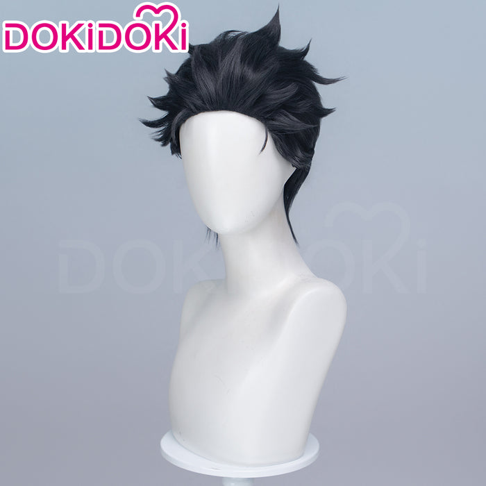 DokiDoki Anime Cosplay Wig Short Curly Black Hair Multi Layered Flipped