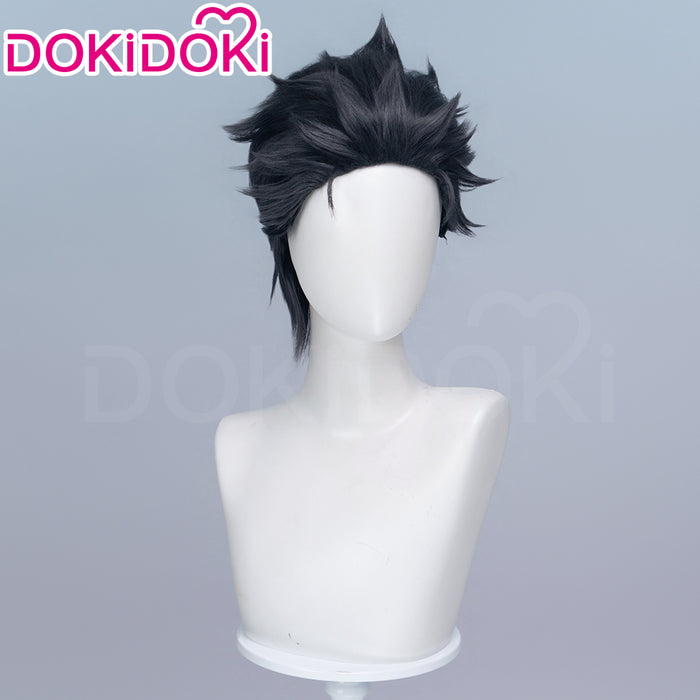 DokiDoki Anime Cosplay Wig Short Curly Black Hair Multi Layered Flipped