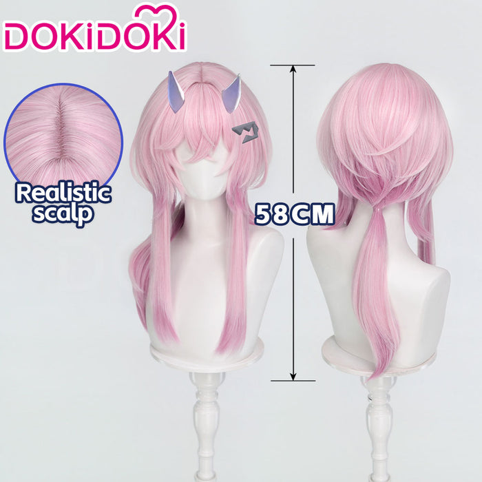 DokiDoki Game Ananta Cosplay Richie Wig Long Straight Pink Gradient Hair Pre Braided