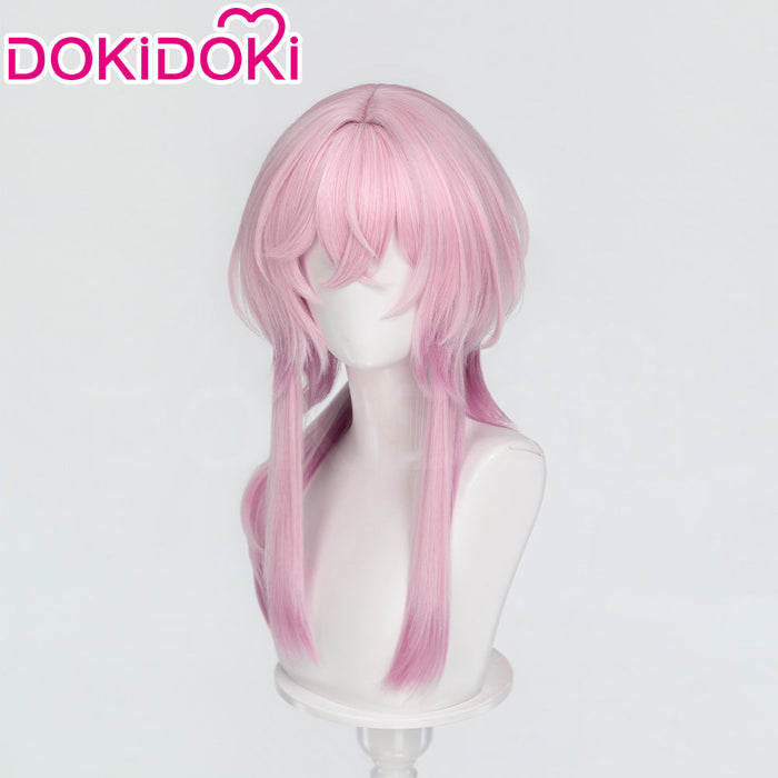 DokiDoki Game Ananta Cosplay Richie Wig Long Straight Pink Gradient Hair Pre Braided