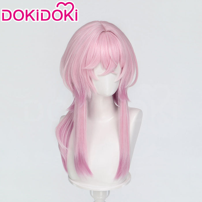 DokiDoki Game Ananta Cosplay Richie Wig Long Straight Pink Gradient Hair Pre Braided