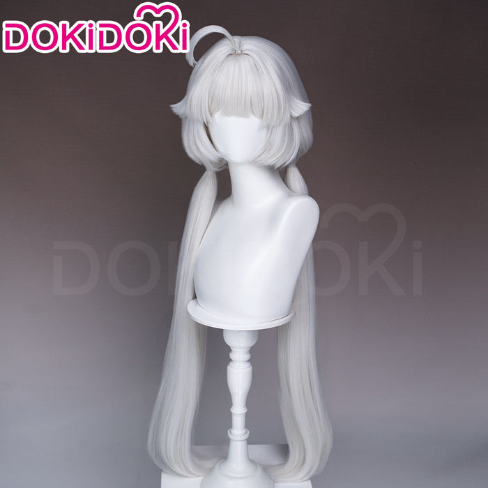 DokiDoki Game Ananta Cosplay Taffy Wig Long Straight White Hair Double Ponytails