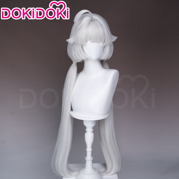 DokiDoki Game Ananta Cosplay Taffy Wig Long Straight White Hair Double Ponytails