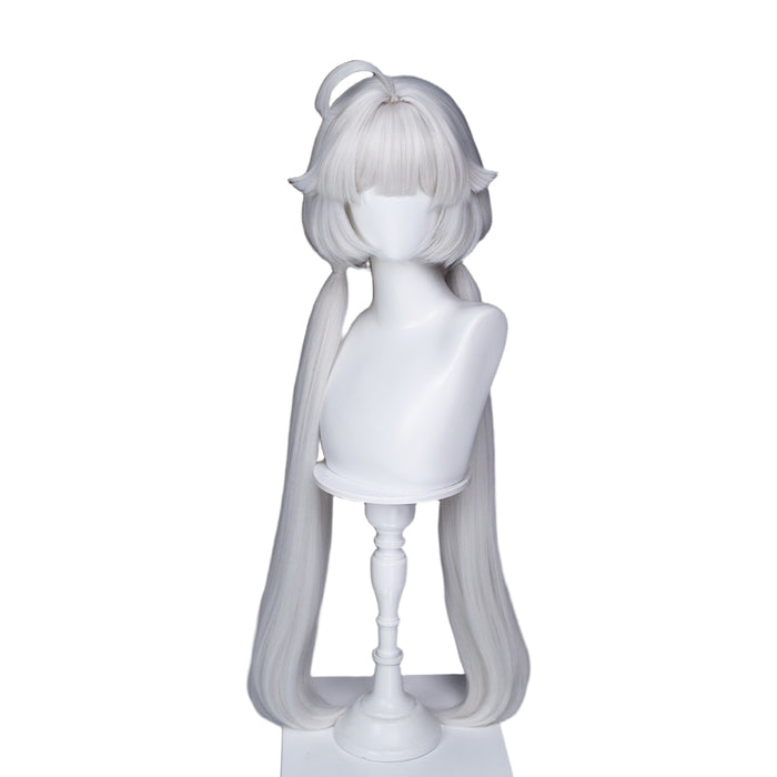 DokiDoki Game Ananta Cosplay Taffy Wig Long Straight White Hair Double Ponytails