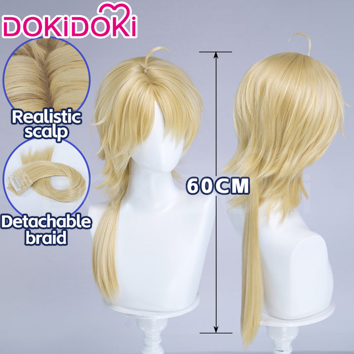 DokiDoki Game Arknights Cosplay Młynar Wig Long Blonde Hair Ponytail Roar Against The Wilds