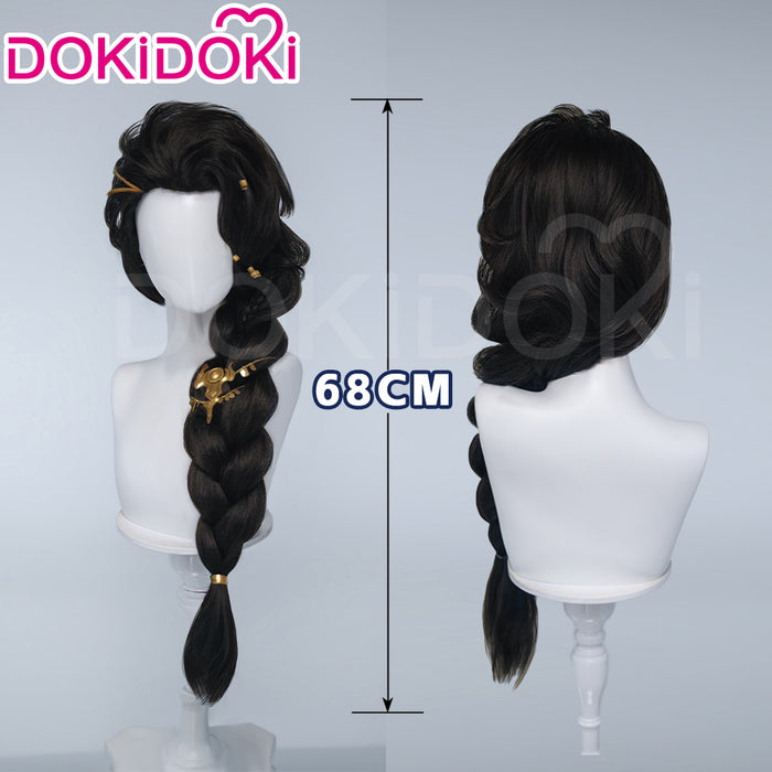 DokiDoki Game Cosplay Long Black Hair Braided Side Ponytail the Desert Rose