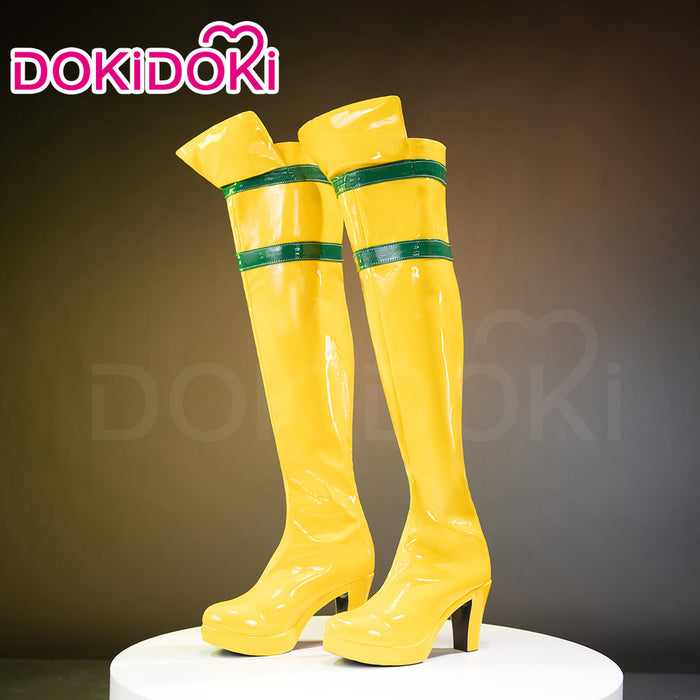 Dokidoki Game Cosplay Shoes Long Boots Yellow Green