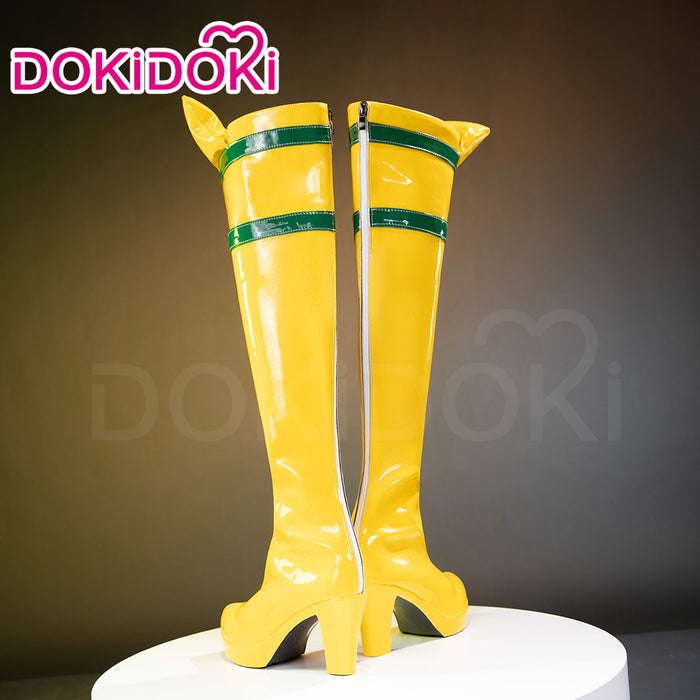 Dokidoki Game Cosplay Shoes Long Boots Yellow Green